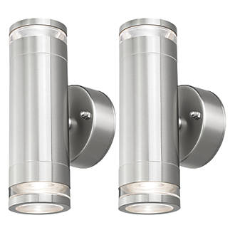 Image of 4lite Marinus Outdoor Up & Down Wall Light Silver 2 Pack 