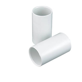 Image of Tower White Heavy Conduit Couplings 20mm White 2 Pack 