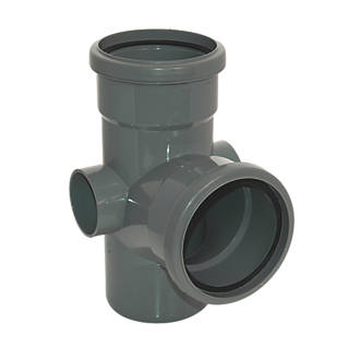 Image of FloPlast Push-Fit 92.5Â° Double Socket Soil Branch Anthracite Grey 110mm 