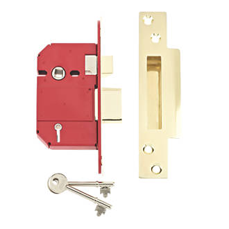 Image of Union Fire Rated Brass BS 5-Lever Mortice Sashlock 68mm Case - 45mm Backset 