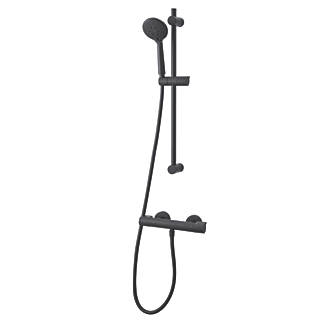Image of Swirl Rear-Fed Exposed Black Thermostatic Concentric Mixer Shower 