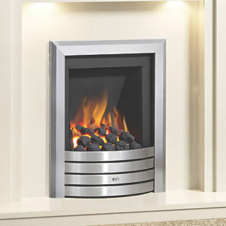 Image of Be Modern Design Brushed Steel Rotary Control Inset Gas Manual Fire 510mm x 123mm x 605mm 