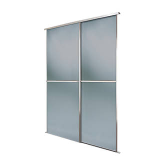 Image of Spacepro Minimalist 2-Door Sliding Wardrobe Door Kit Silver Frame Grey Tinted Mirror Panel 1512mm x 2260mm 