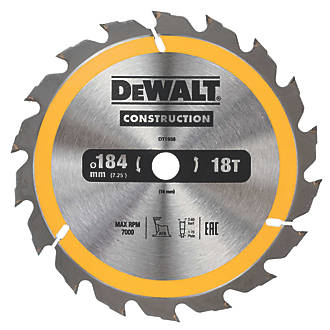 Image of DeWalt Hardwood Construction Circular Saw Blade 184mm x 16mm 18T 