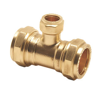 Image of Pegler PX50C Brass Compression Reducing Tee 28mm x 28mm x 22mm 