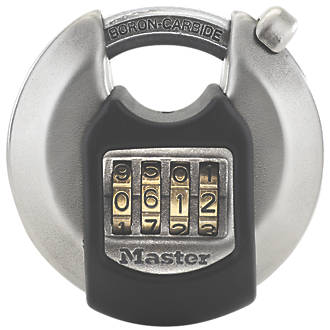 Image of Master Lock Excell Stainless Steel Weatherproof Combination Disc Padlock Silver 70mm 