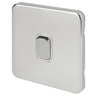 Image of Schneider Electric Lisse Deco 10AX 1-Gang 2-Way Light Switch Polished Chrome with White Inserts 