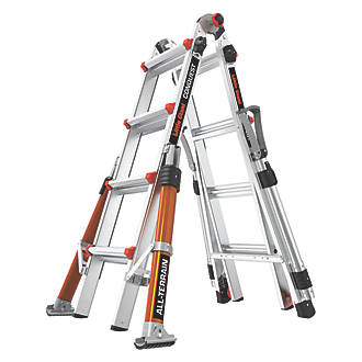 Image of Little Giant 4-Rung Conquest All-Terrain PRO 4-Section 5-Way Aerospace Grade Aluminium Multipurpose Ladder 4.5m 