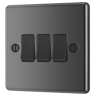 Image of LAP 10AX 3-Gang 2-Way Light Switch Black Nickel with Black Inserts 
