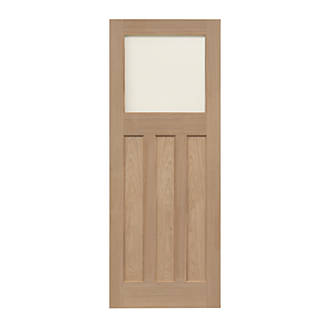 Image of Edwardian 1-Clear Light Unfinished Oak Wooden 3-Panel Internal Door 1981mm x 686mm 