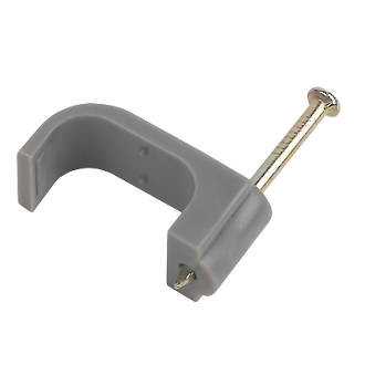 Image of LAP Grey Flat Single Cable Clips 10mm 100 Pack 