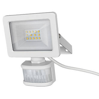 Image of LAP Weyburn Outdoor LED Floodlight With PIR Sensor White 10W 1000lm 