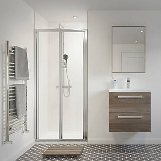 Image of Framed Square Bi-Fold Shower Door Aluminium 700mm x 1850mm 