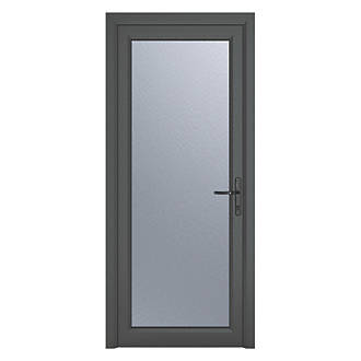 Image of Crystal Fully Glazed 1-Obscure Light Left-Hand Opening Anthracite Grey uPVC Back Door 2090mm x 920mm 