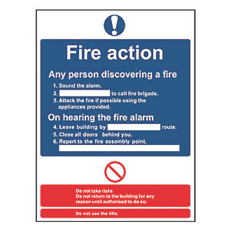 Image of Non Photoluminescent "Fire Action Procedure" Sign 230mm x 132mm 