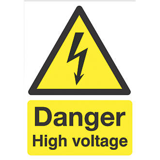 Image of Electrical Safety "Danger High Voltage" Sign 210mm x 148mm 