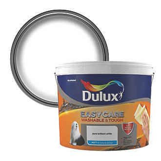 Image of Dulux EasyCare Matt Pure Brilliant White Emulsion Paint 10Ltr 