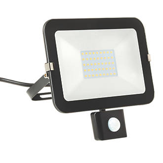 Image of Brackenheath iSpot Outdoor LED Slim Floodlight With PIR Sensor Black 30W 2700lm 