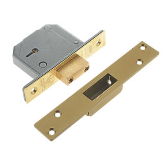 Image of Union Fire Rated Polished Brass BS 5-Lever Mortice Deadlock 67mm Case - 40mm Backset 