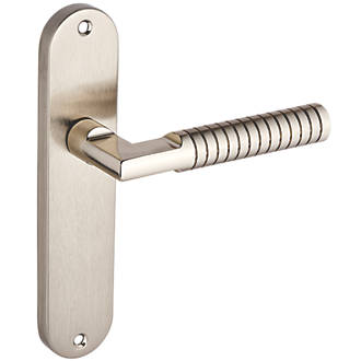 Image of Smith & Locke Studland Fire Rated Latch Lever Door Handles Pair Chrome / Brushed Nickel 