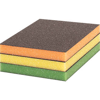 Image of Bosch Expert Hand Sanding Sponges 98mm x 120mm Med/Fine/Superfine Grit 3 Pack 