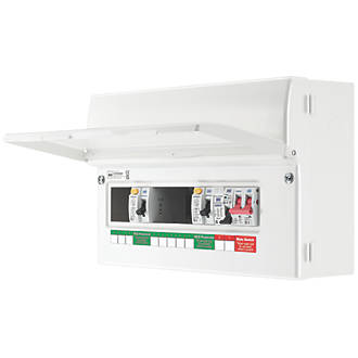 Image of British General Fortress 8-Module 8-Way Part-Populated High Integrity Dual RCD Consumer Unit with SPD 