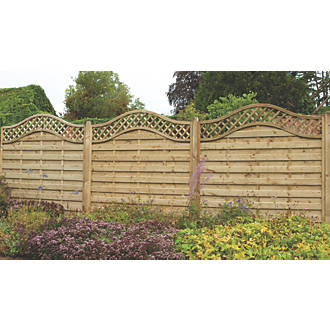 Image of Forest Prague Lattice Curved Top Fence Panels Natural Timber 6' x 6' Pack of 4 