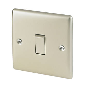 Image of British General Nexus Metal 20A 1-Gang 2-Way Light Switch Pearl Nickel with Colour-Matched Inserts 