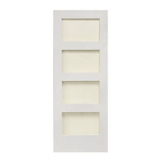 Image of 4-Clear Light Primed White Wooden Ladder Internal Door 1981mm x 686mm 