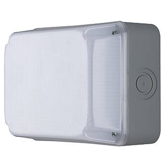 Image of Luceco Storm Outdoor Rectangular LED Bulkhead With Microwave Sensor Grey 7.5W 750lm 
