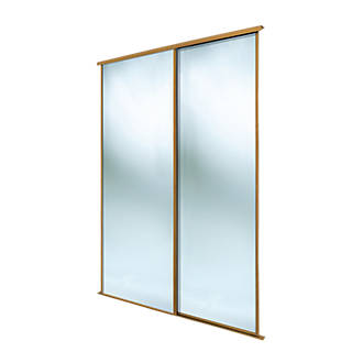 Image of Spacepro Classic 2-Door Sliding Wardrobe Door Kit Oak Frame Mirror Panel 1793mm x 2260mm 