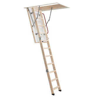 Image of Werner Eco S Line 3-Sections Insulated Timber Loft Ladder 2.85m 
