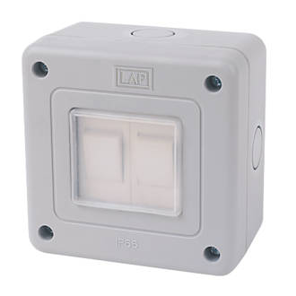 Image of LAP IP66 10AX 2-Gang 2-Way Weatherproof Outdoor Switch 