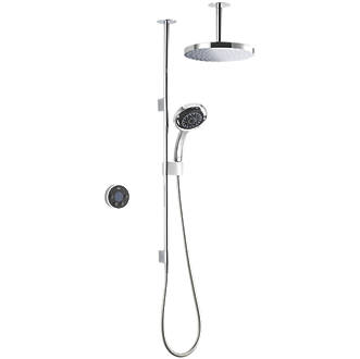 Image of Mira Platinum Dual Gravity-Pumped Ceiling-Fed Dual Outlet Black / Chrome Thermostatic Wireless Digital Mixer Shower 