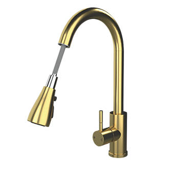 Image of ETAL Bucks Pull-Out Spray Mixer Tap Brushed Brass 