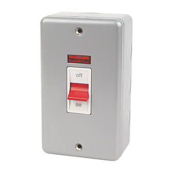Image of MK Metalclad Plus 45A 2-Gang DP Metal Clad Control Switch with Neon with White Inserts 