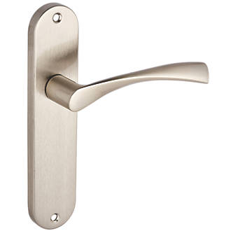 Image of Smith & Locke Bude Fire Rated Latch Long Lever Door Handles Pair Brushed Nickel 