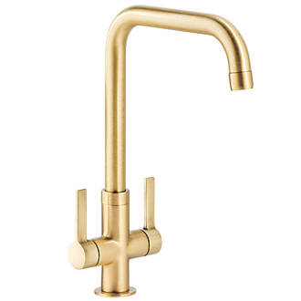 Image of Abode Pico Quad Dual-Lever Mono Mixer Kitchen Tap Brushed Brass 