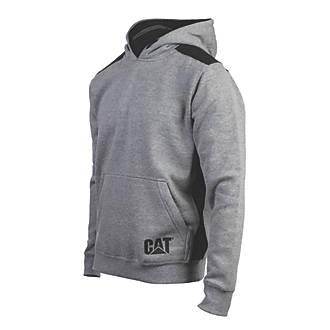 Image of CAT Logo Panel Hooded Sweatshirt Dark Heather Grey XX Large 50-53" Chest 