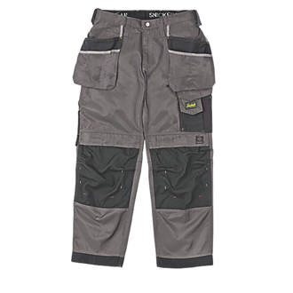 Image of Snickers DuraTwill 3212 Holster Pocket Trousers Grey / Black 38" W 32" L 