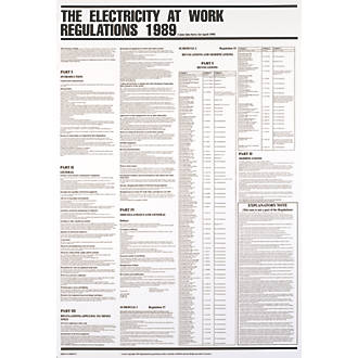 Image of "Electricity At Work Regulations 1989" Poster 840mm x 570mm 