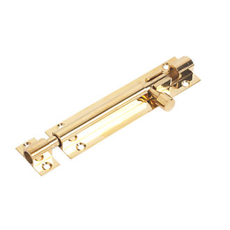 Image of Straight Door Bolt Polished Brass 102mm 