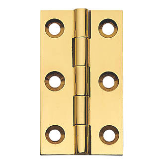 Image of Polished Brass Solid Drawn Butt Hinges 51mm x 29mm 2 Pack 