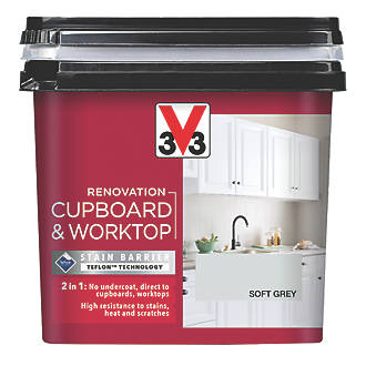Image of V33 Renovation Cupboard & Worktop Paint Satin Soft Grey 750ml 