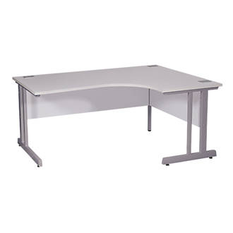 Image of Nautilus Designs Aspire Right-Hand Corner Ergonomic Desk White /Silver 1800mm x 730mm 