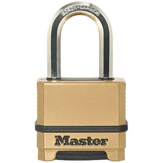 Image of Master Lock Excell Die-Cast Zinc Weatherproof Combination Padlock Brass 56mm 