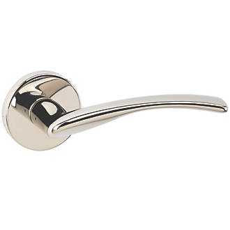 Image of Easy Click Delta Fire Rated Lever on Rose Handles Pair Polished Nickel 