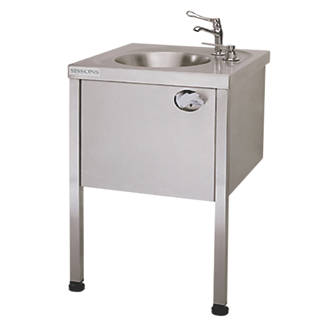 Image of Franke Round Washbasin with Legs Stainless Steel 1 Bowl 860 x 450mm 