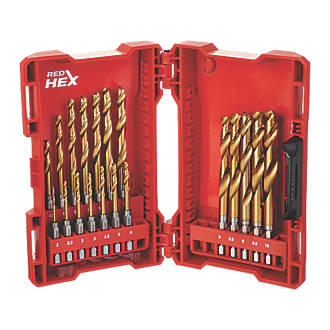 Image of Milwaukee Hex Shank RedHex HSS Metal Drill Bit Set 19 Piece Set 