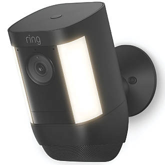 Image of Ring Battery-Powered Black Wireless 1080p Outdoor Smart Camera with Spotlight with PIR Sensor 